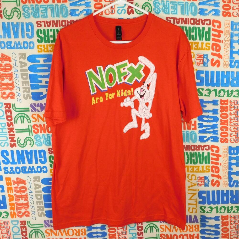 NOFX Are For Kids T Shirt Large Red Trix Rabbit Punk Rock Band Tee NWOT